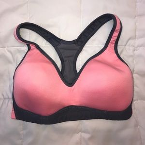 Peach and grey sports bra