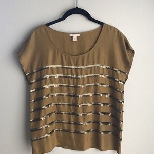 ✨FINAL SALE✨ J Crew Gold Silk Sequin Boxy Top