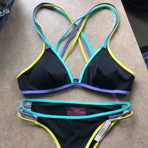 Victoria Secret Black Bikini Top Multi Strap