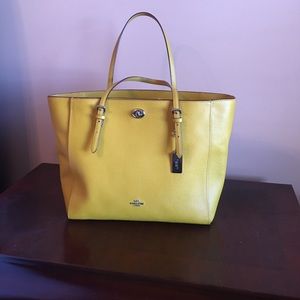 Coach Leather Turnlock Tote