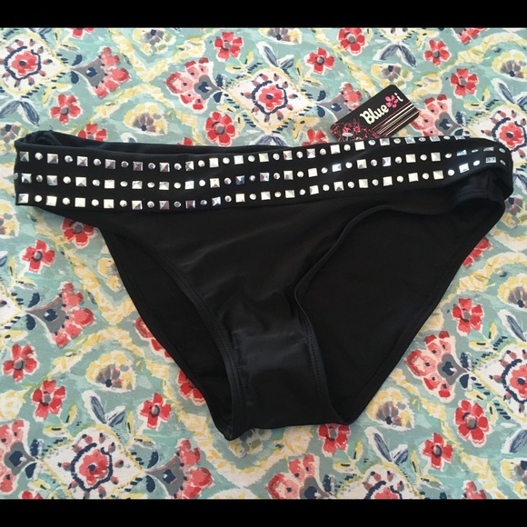 2pc Black tankini w fold over bottom - Picture 3 of 7