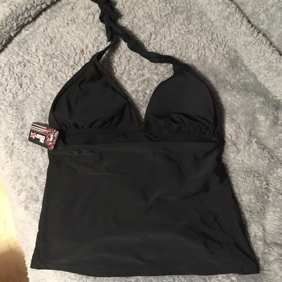 2pc Black tankini w fold over bottom - Picture 5 of 7