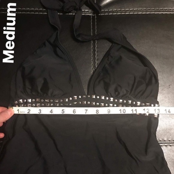 2pc Black tankini w fold over bottom - Picture 6 of 7