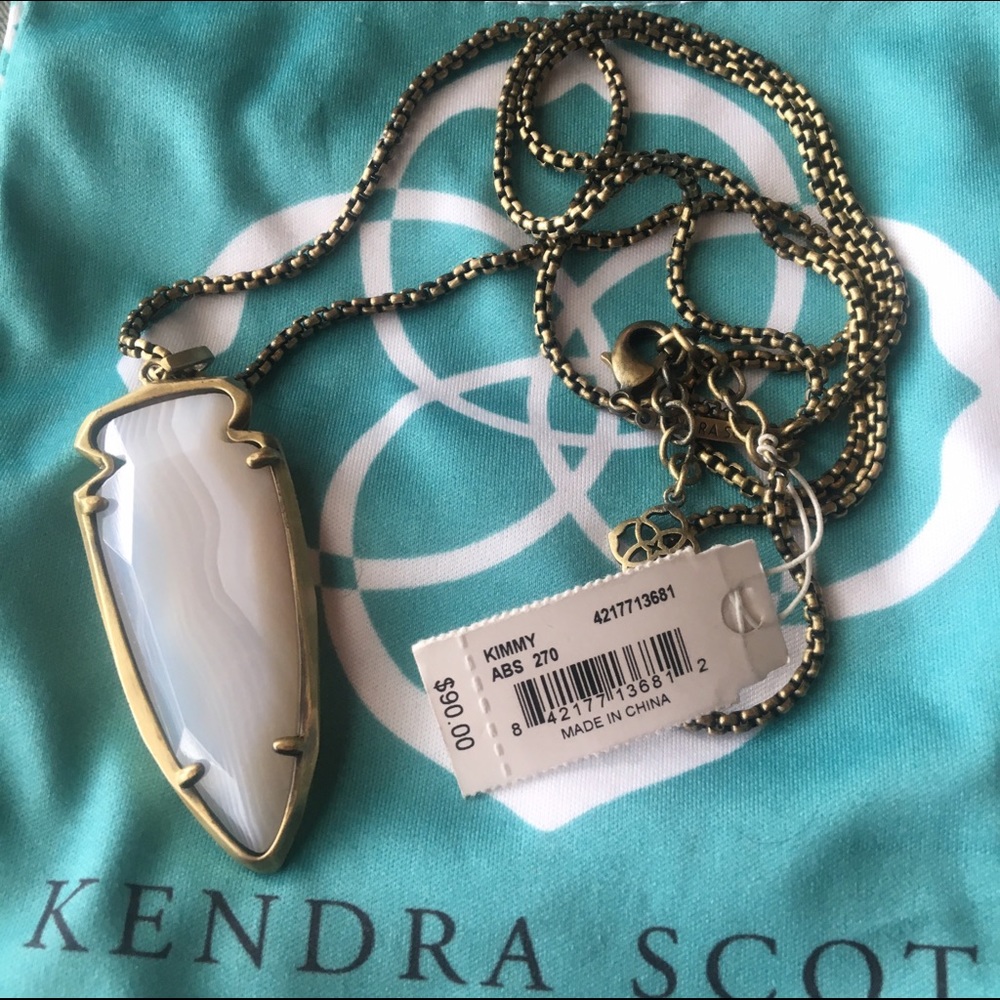 Kendra Scott White Banded Agate Kimmy Necklace