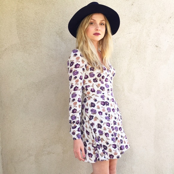 🚫SOLD: Free People Purple Floral Mini 🚫 - Picture 3 of 4