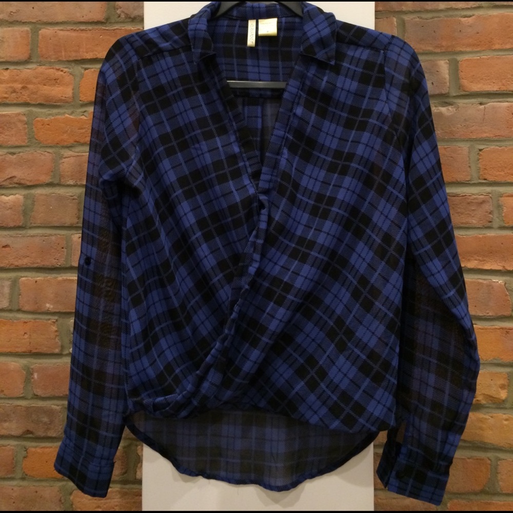 Black and Blue Plaid Blouse