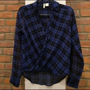 Black and Blue Plaid Blouse