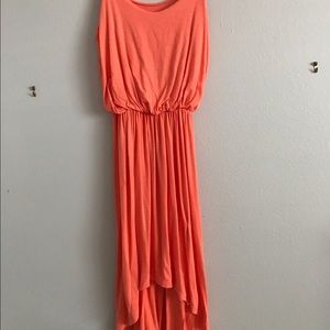 Spaghetti strap orange flowey dress