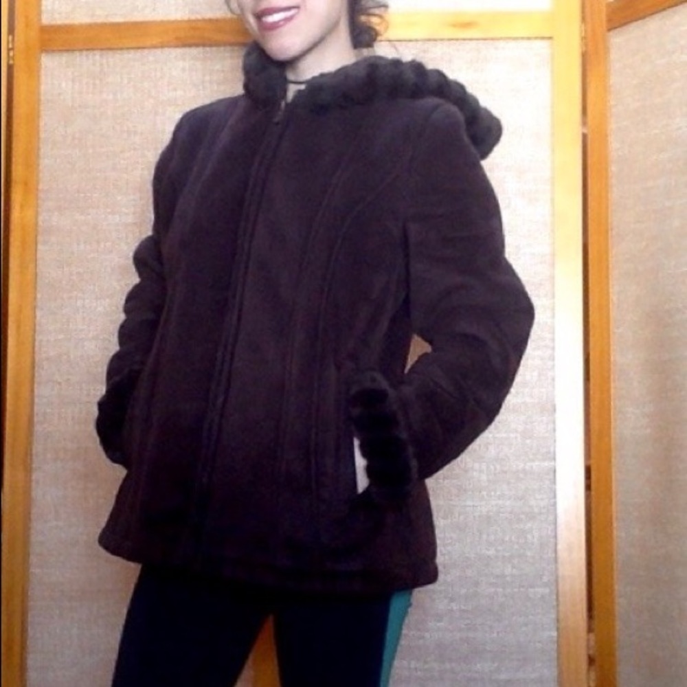 Chocolate Brown Faux Fur Coat