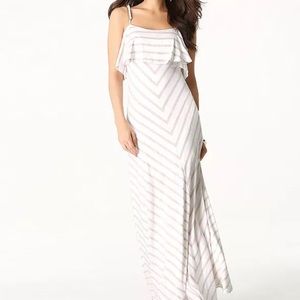 New Bebe maxi white nude chevron stripe maxi dress