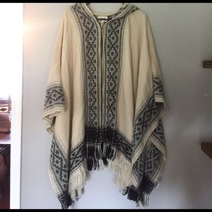 Hooded zip up poncho