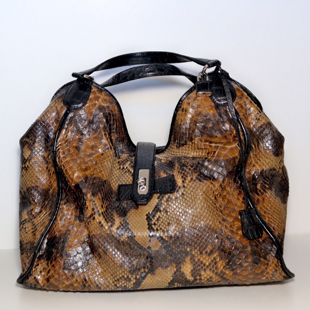Python Hobo Bag Brown and Black
