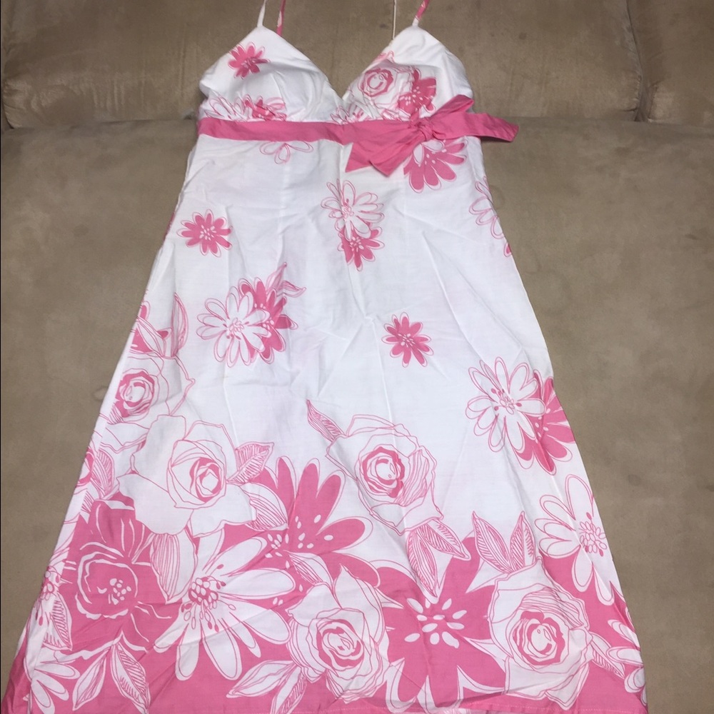 Pink floral spaghetti strap dress