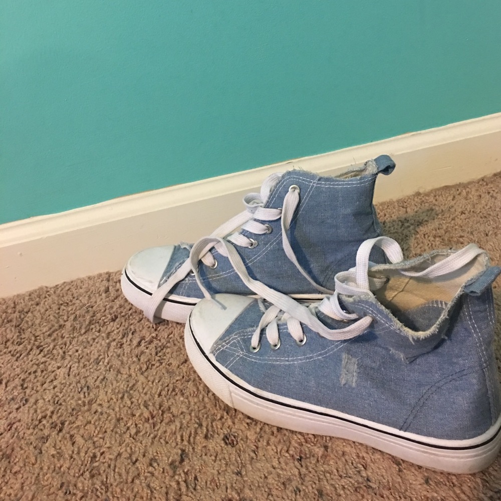 Distressed jean converse inspired shoes