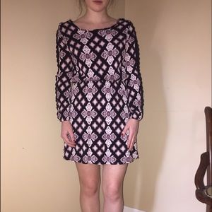 Patterned Long Sleeve Dress