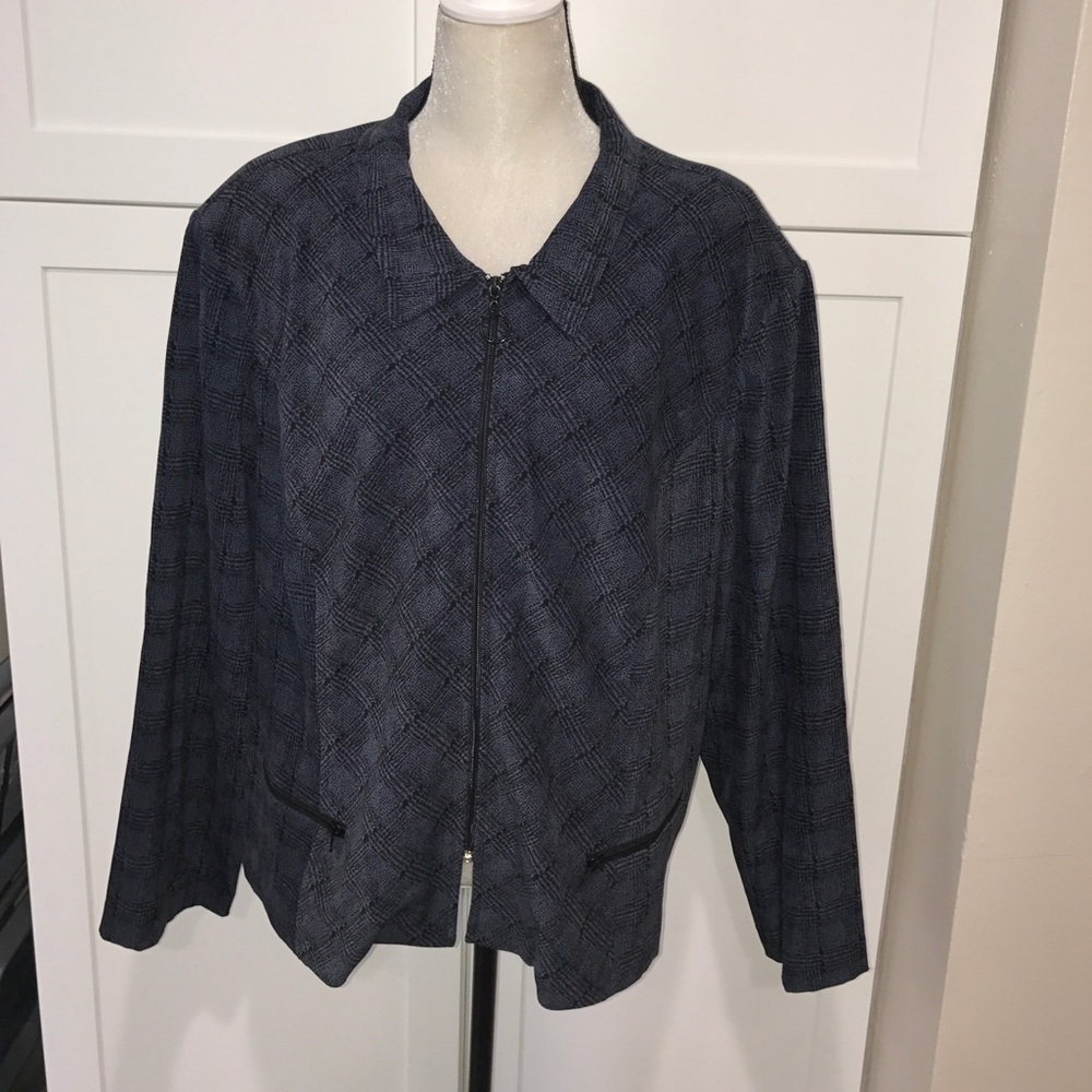 Softly sueded black & blue blazer - Picture 2 of 5