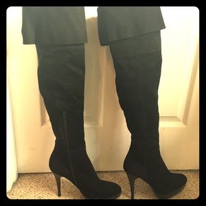 Sexy over the knee boots - suede black leather