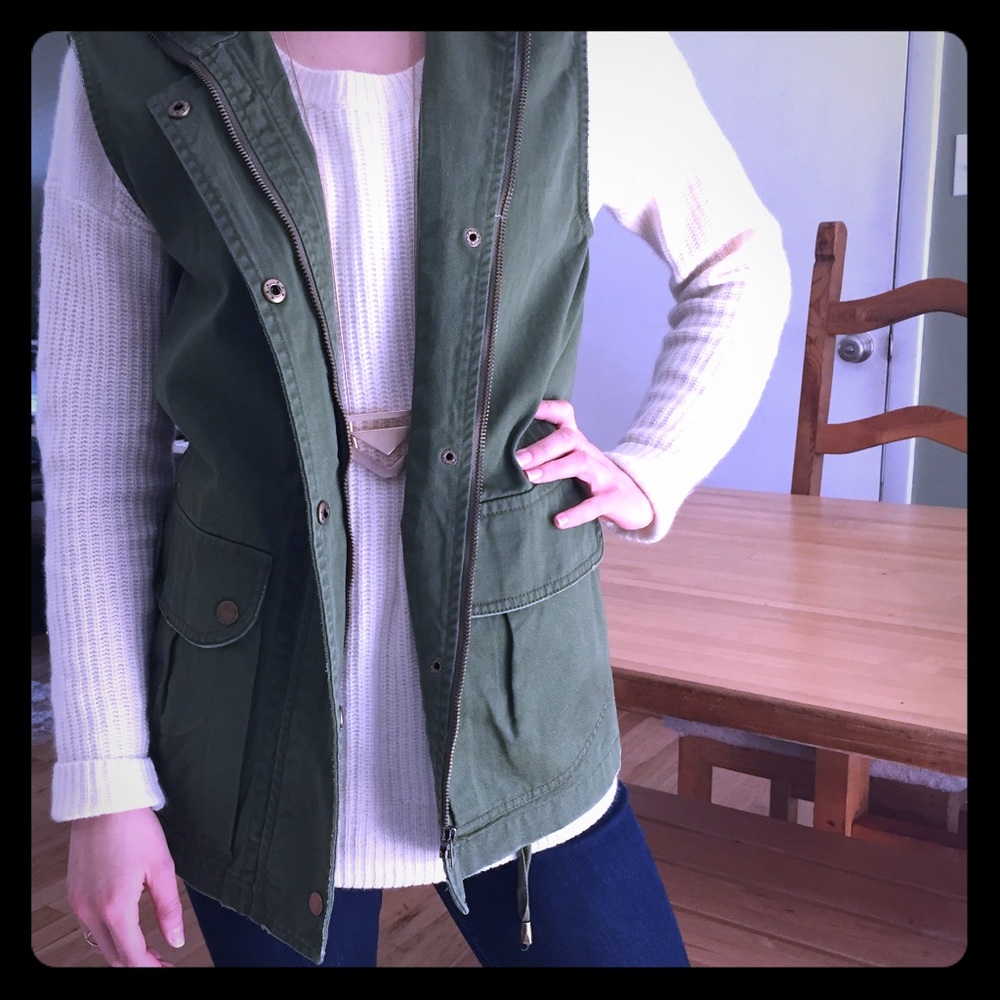 Olive green utility vest