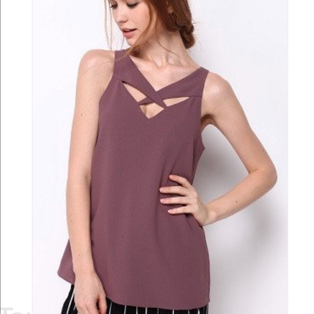 Naked Zebra Cross My Heart Taupe Tank