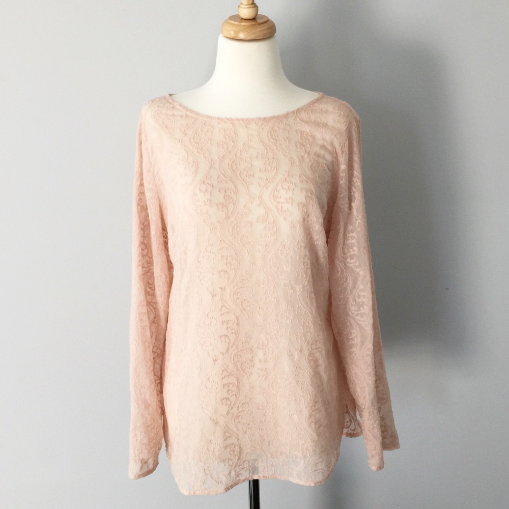 Ann Taylor LOFT Lace Top - Soft Pink