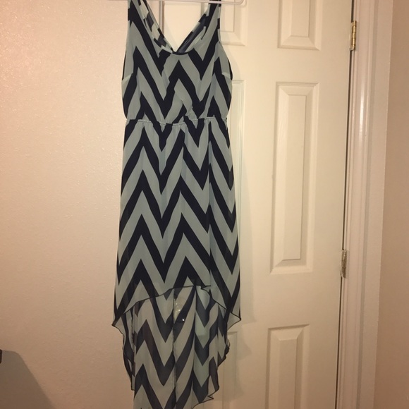 Navy and mint open back dress - Picture 1 of 3