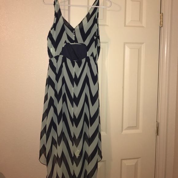 Navy and mint open back dress - Picture 2 of 3