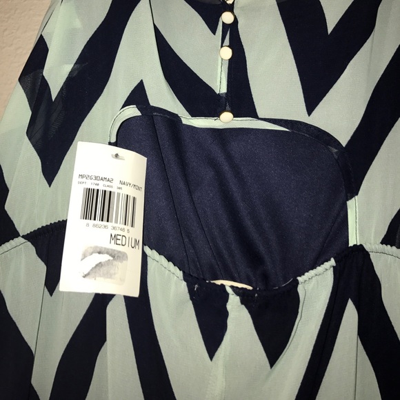 Navy and mint open back dress - Picture 3 of 3