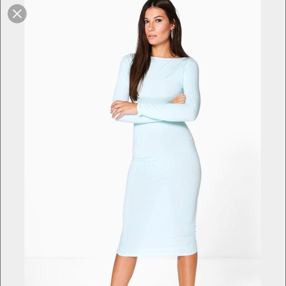 Boohoo Fiona Ribbed Midi Dress