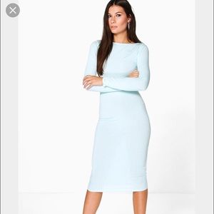 Boohoo Fiona Ribbed Midi Dress