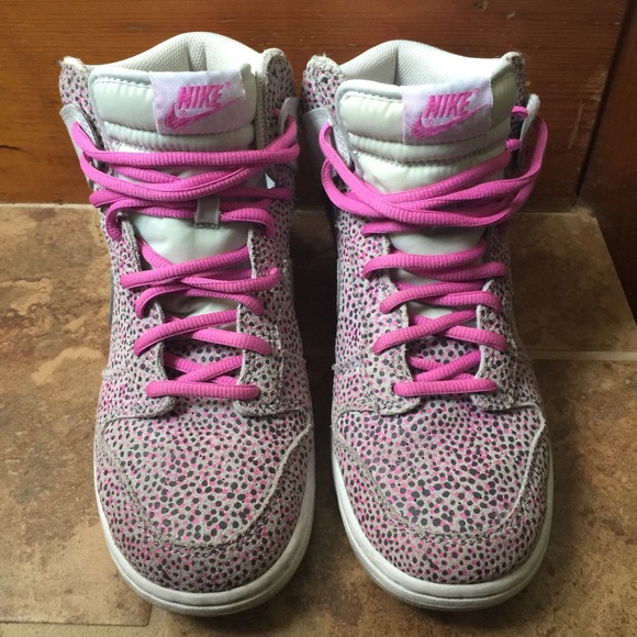 Grey PurplePink Polkadot Nike HighTops - Picture 4 of 4