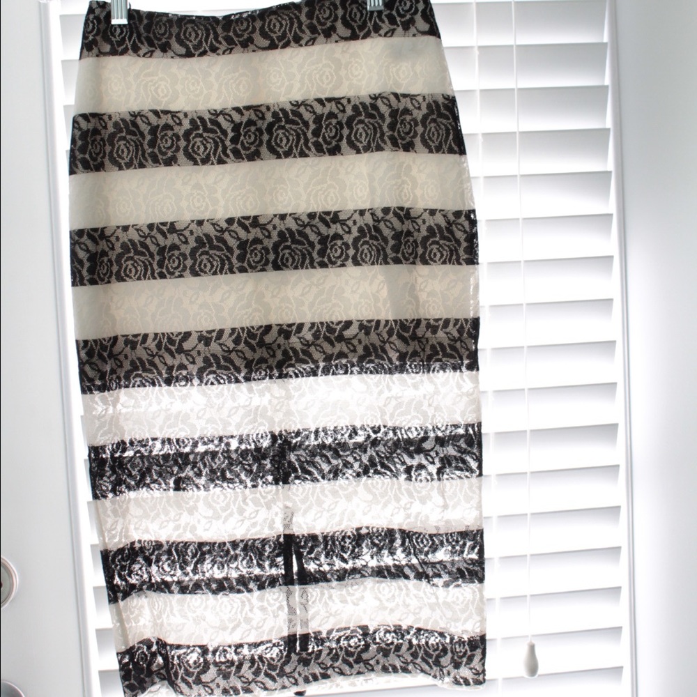 Black and white lace skirt