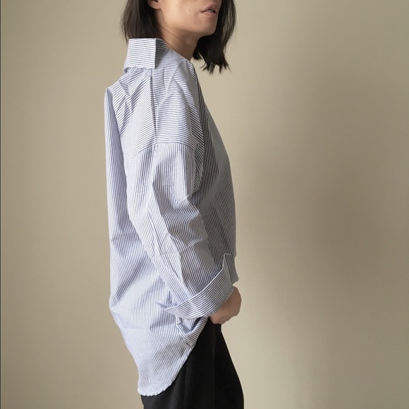 Boyfriend shirt collar back oversized top blouse. - Picture 3 of 4