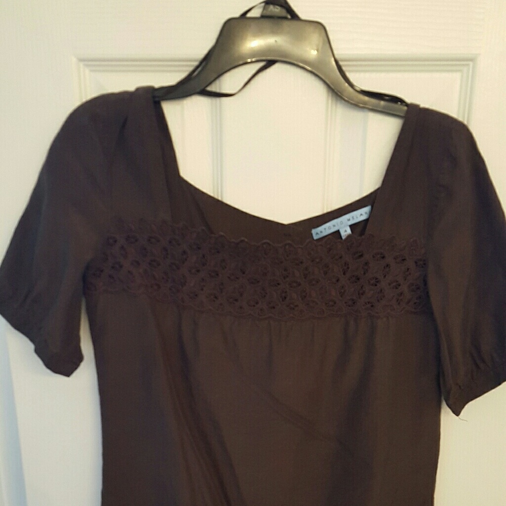 Brown Dress with Lace Detail