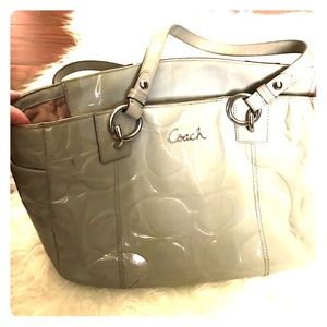 Coach gray patent shoulder bag.