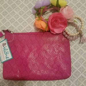 Pink Leather Wristlet