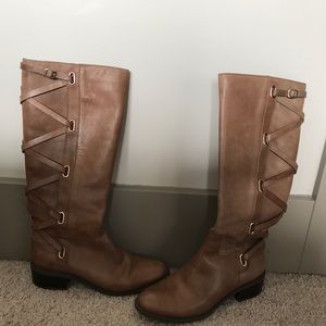 BCBGeneration Janiss Lace-Back Lthr RidingBoots 7M