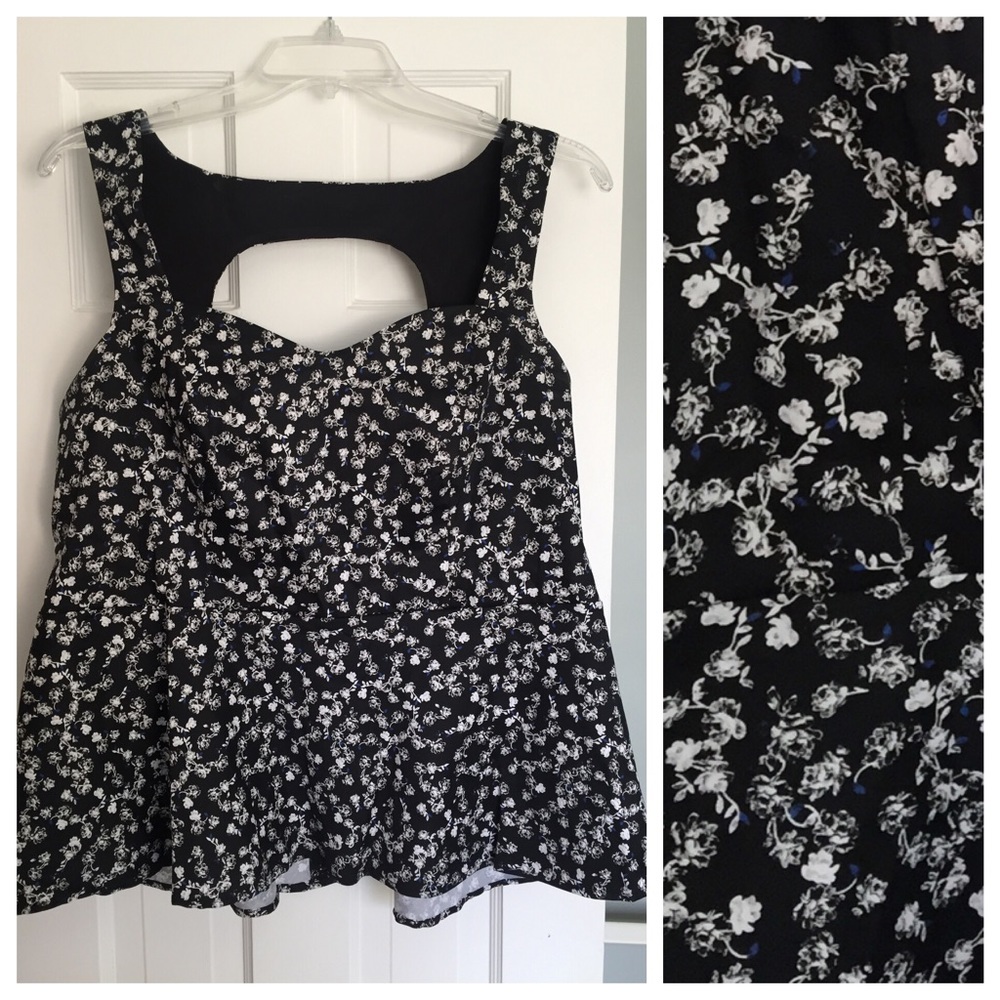 Torrid 2xl black floral fit and flair tank top EUC - Picture 1 of 2