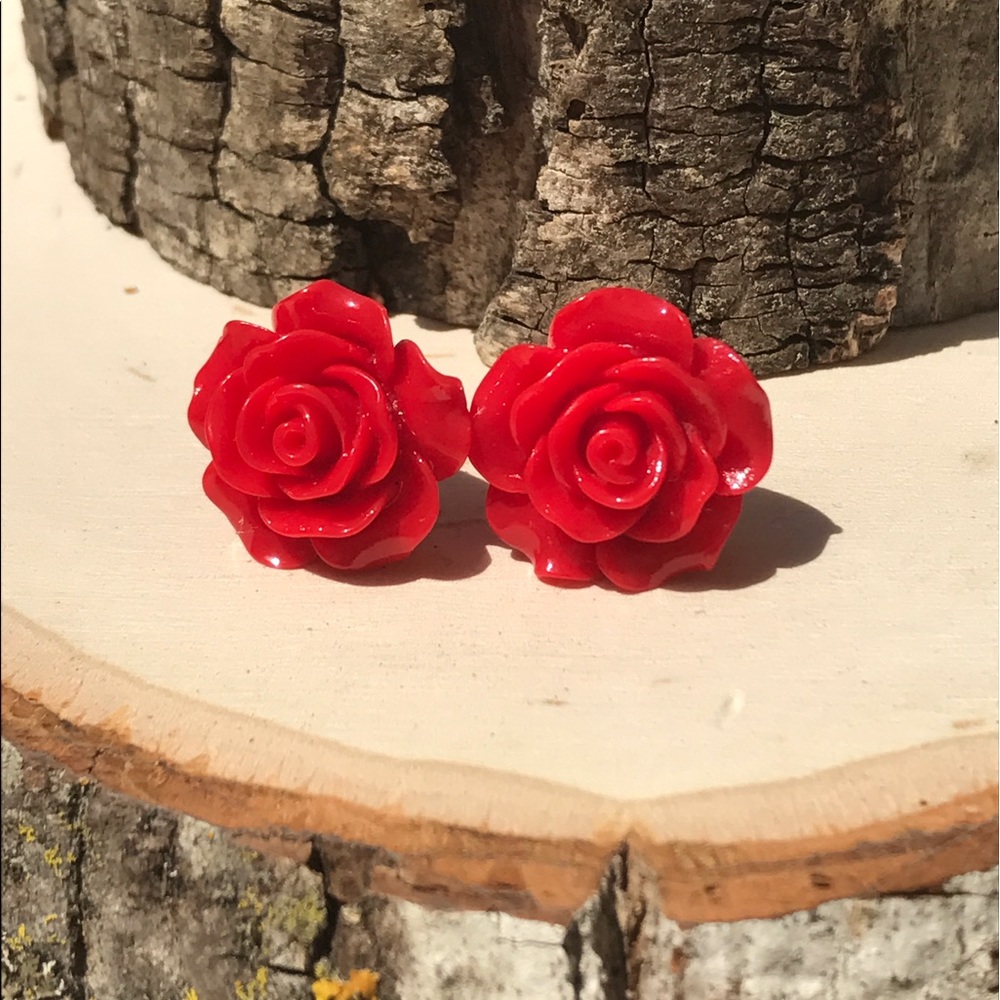 Beautiful Red Rose Studs Back in Stock