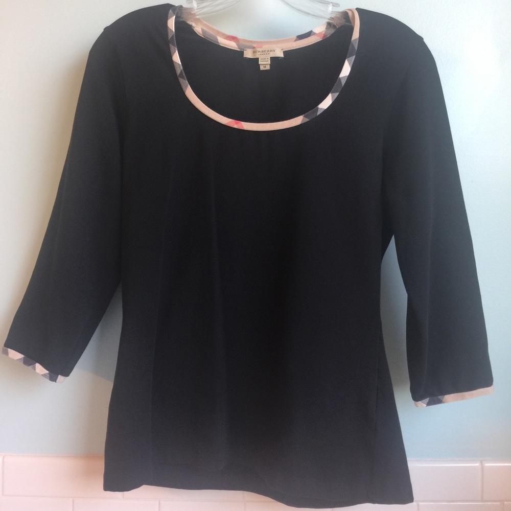 Burberry top, size M, black w/Burberry check trim