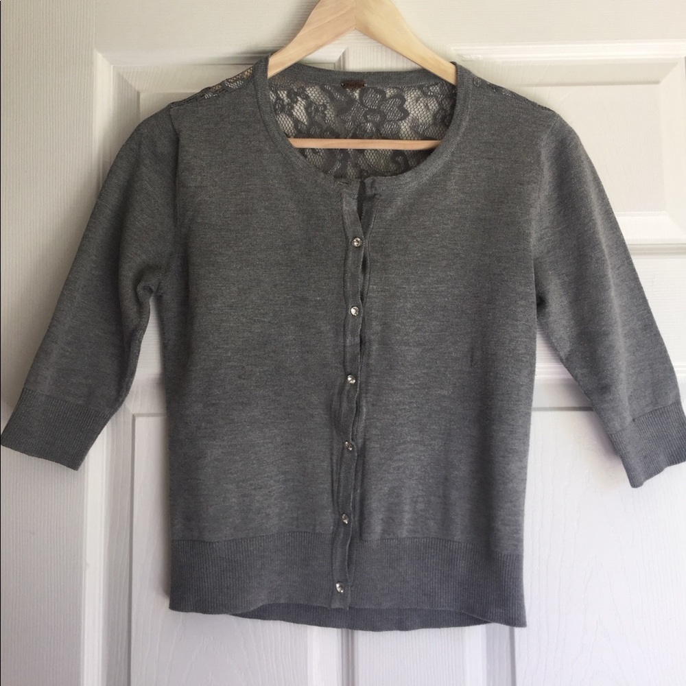 Gray Cardigan with lace back 😘