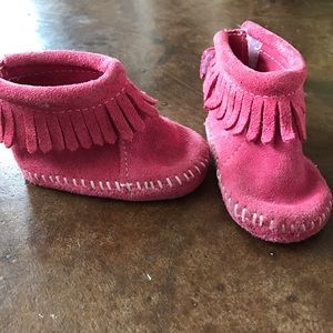Pink Minnetonka Infant Moccasins size 1