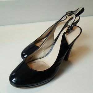 Black Patent Leather Slingback Heels