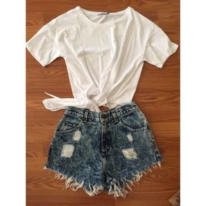 High waisted cut off denim shorts