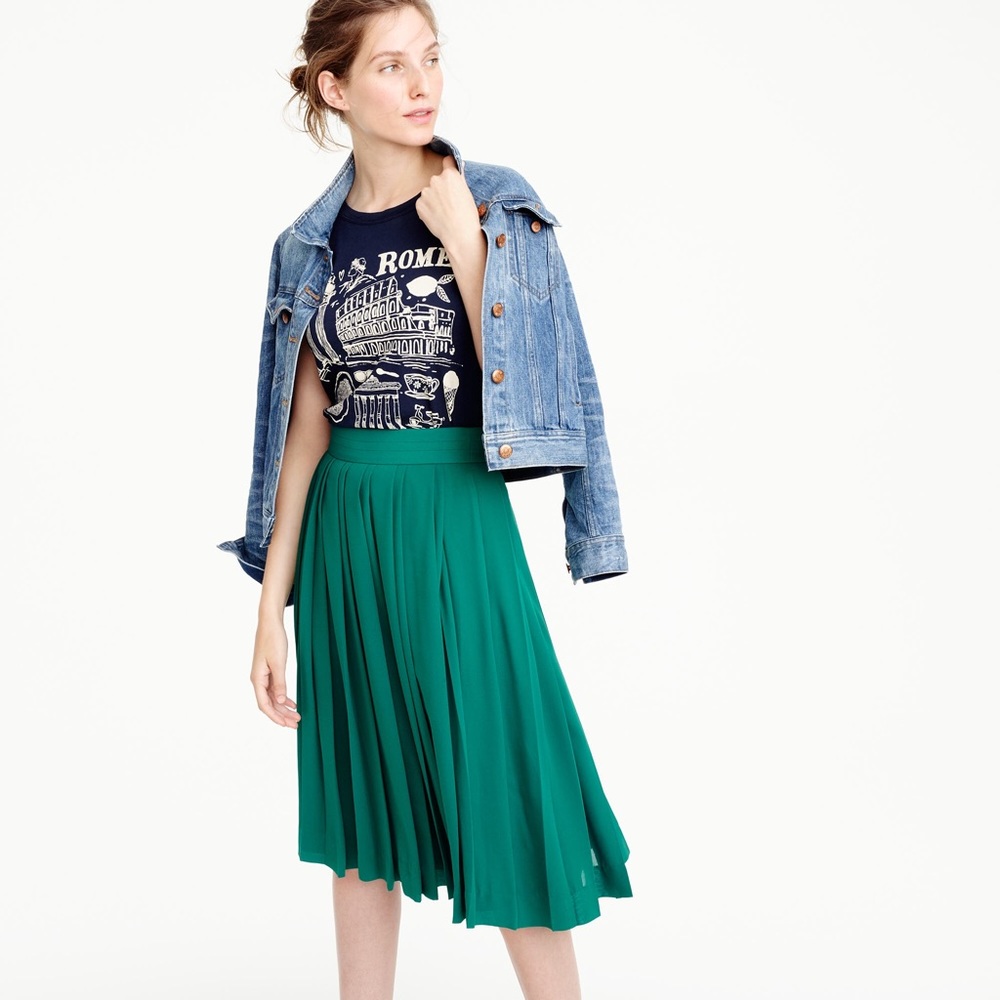 J. Crew Double Pleated Midi Skirt 000