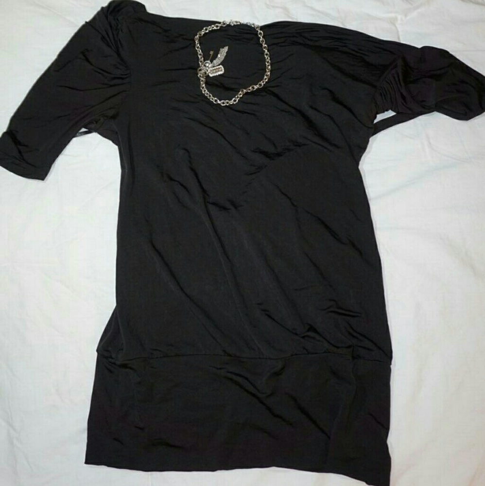 Black bebe shirt backless tie a bow