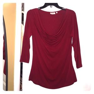 Red Scoop-neck Blouse