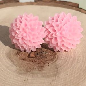 Pink Flower Studs Dahlia Earrings