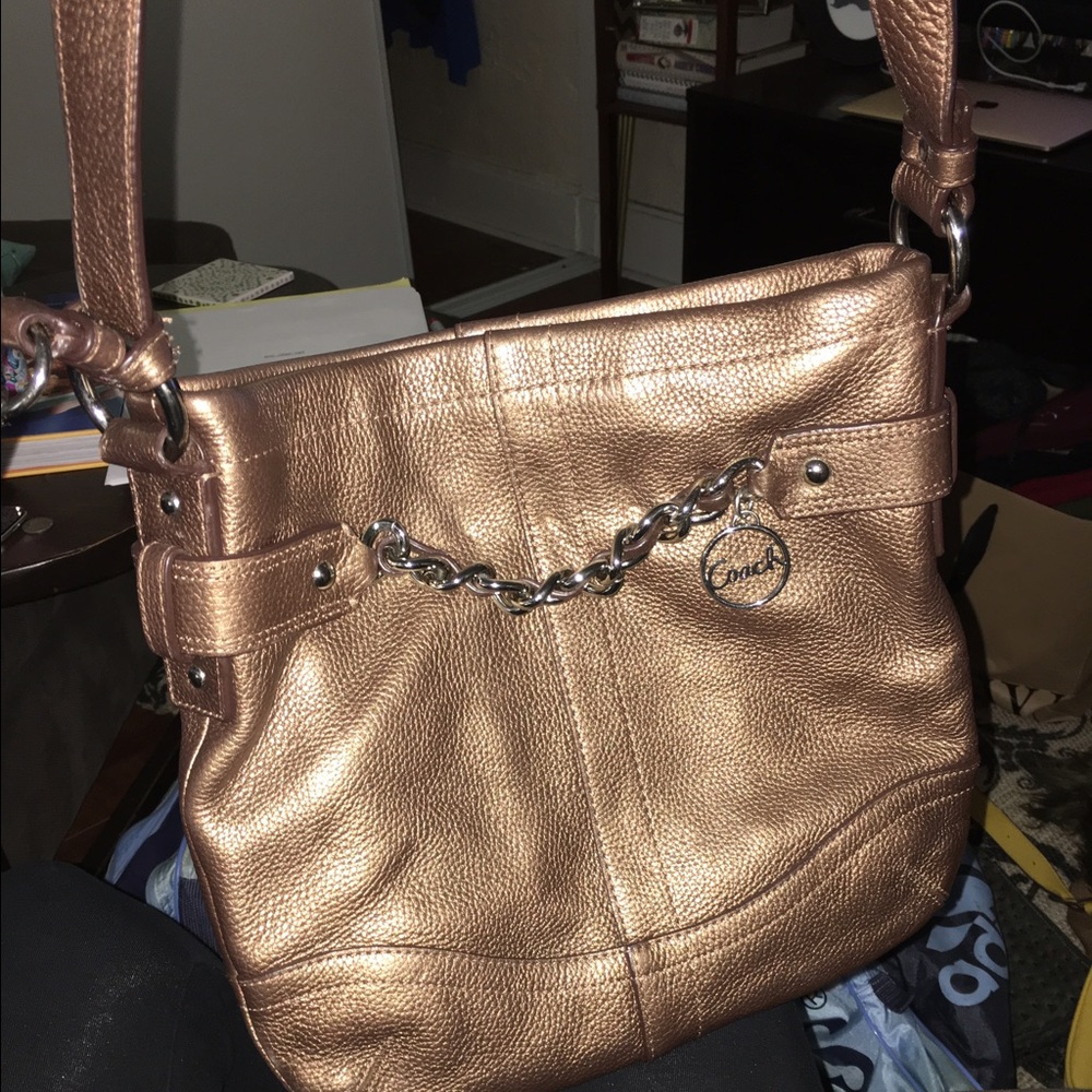 Bronze gold cross body bag from coach!
