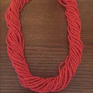 Red beaded rope necklace