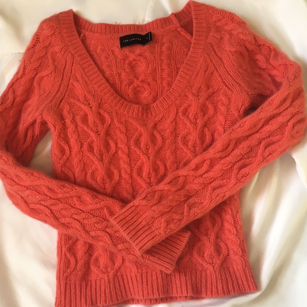 The Limited orange cable knit Lambswool sweater